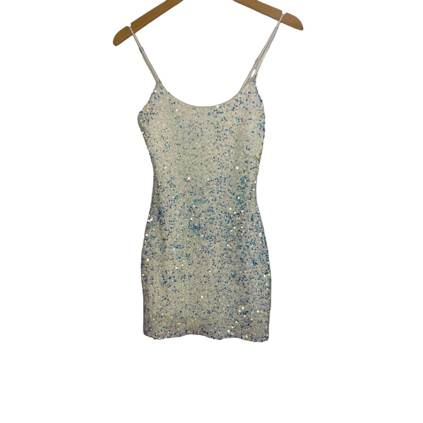 Sequin Bodycon Mini Dress XS Lucy In The Sky Cream Party Glam Tank Top Party