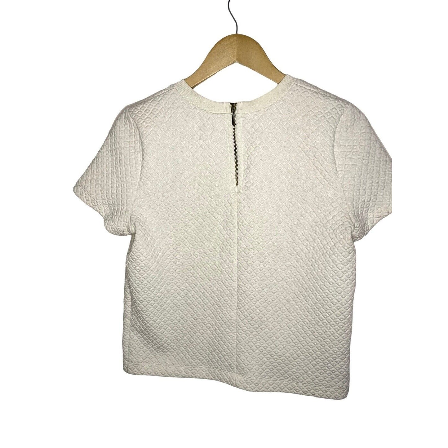 Textured White Quilted Womens Shirt Size 6 Top Shop Minimalist Thick Geometric