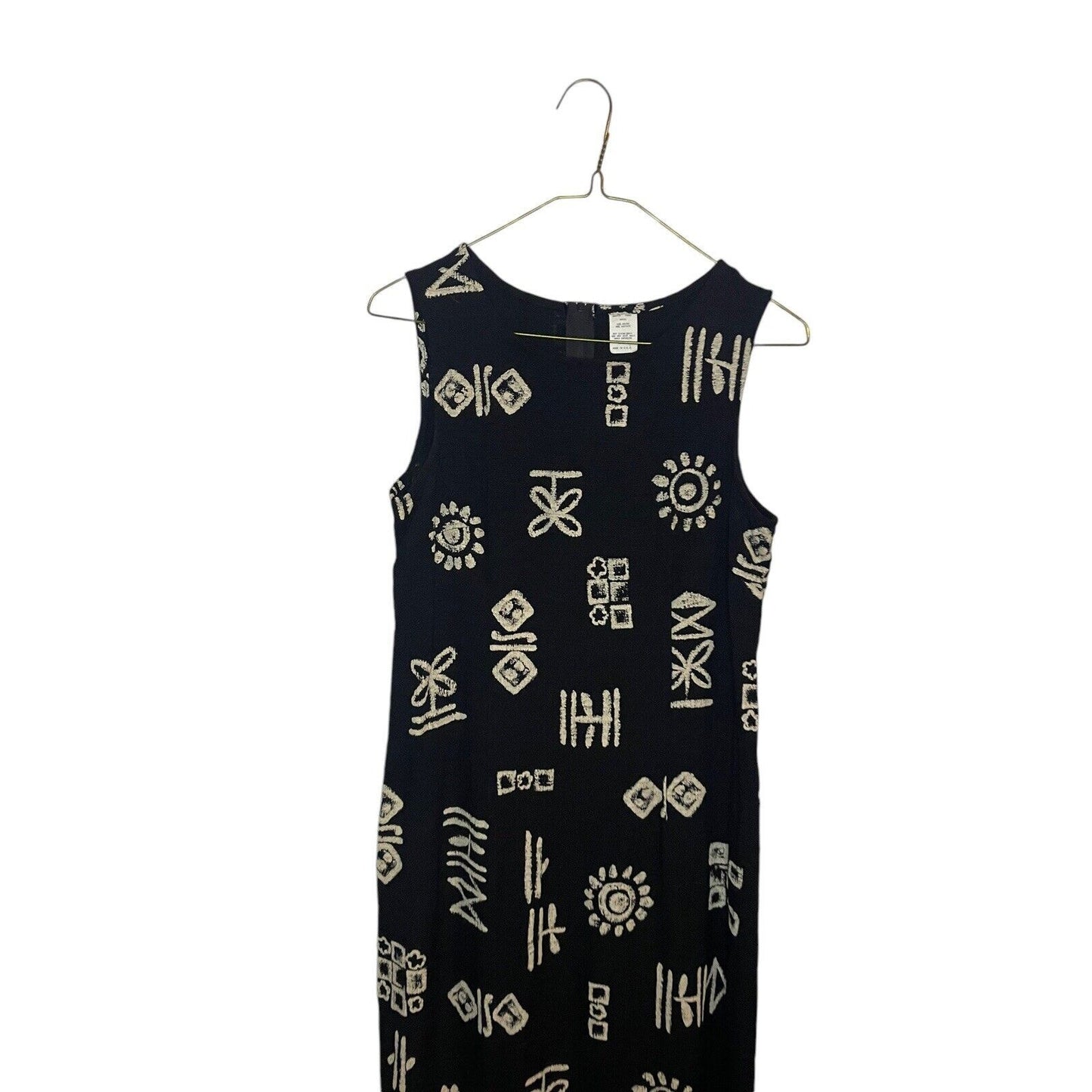 Vintage Abstract Print Maxi Tank Shift Dress Size Small Petite Classic Boho