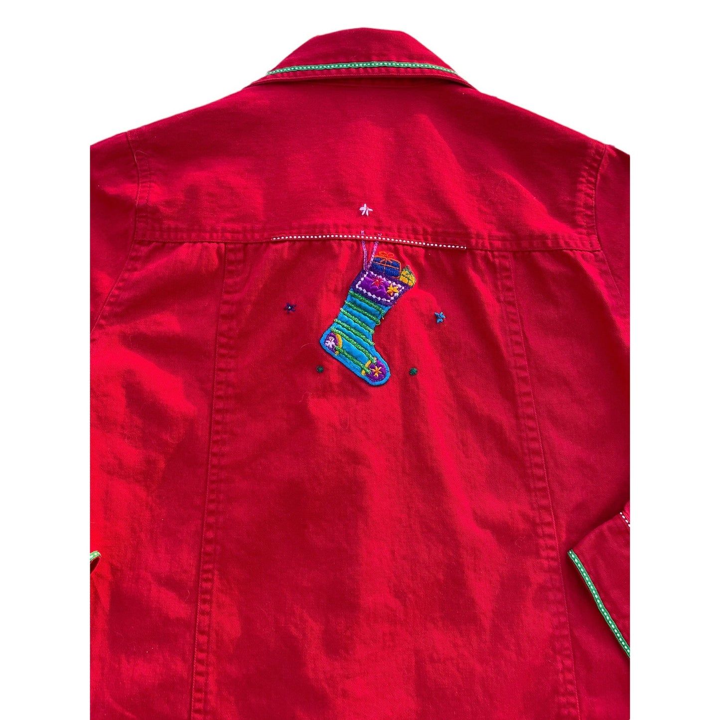 Christmas Denim Embroidered Jacket Medium