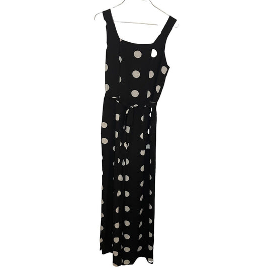 Polka Dot Jump Suit Women's Small Monteau Wide Leg Pockets Minimalist Classic