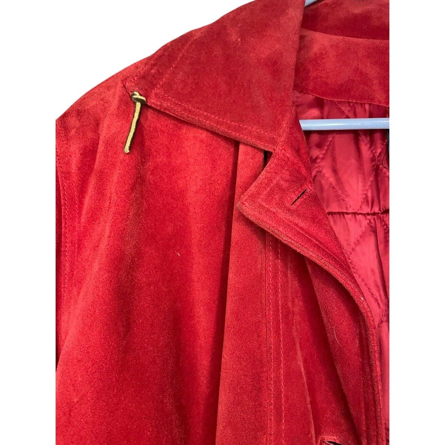 Vintage Red Suede Jacket Womens Small Siena Pockets Long Thermolite Leather