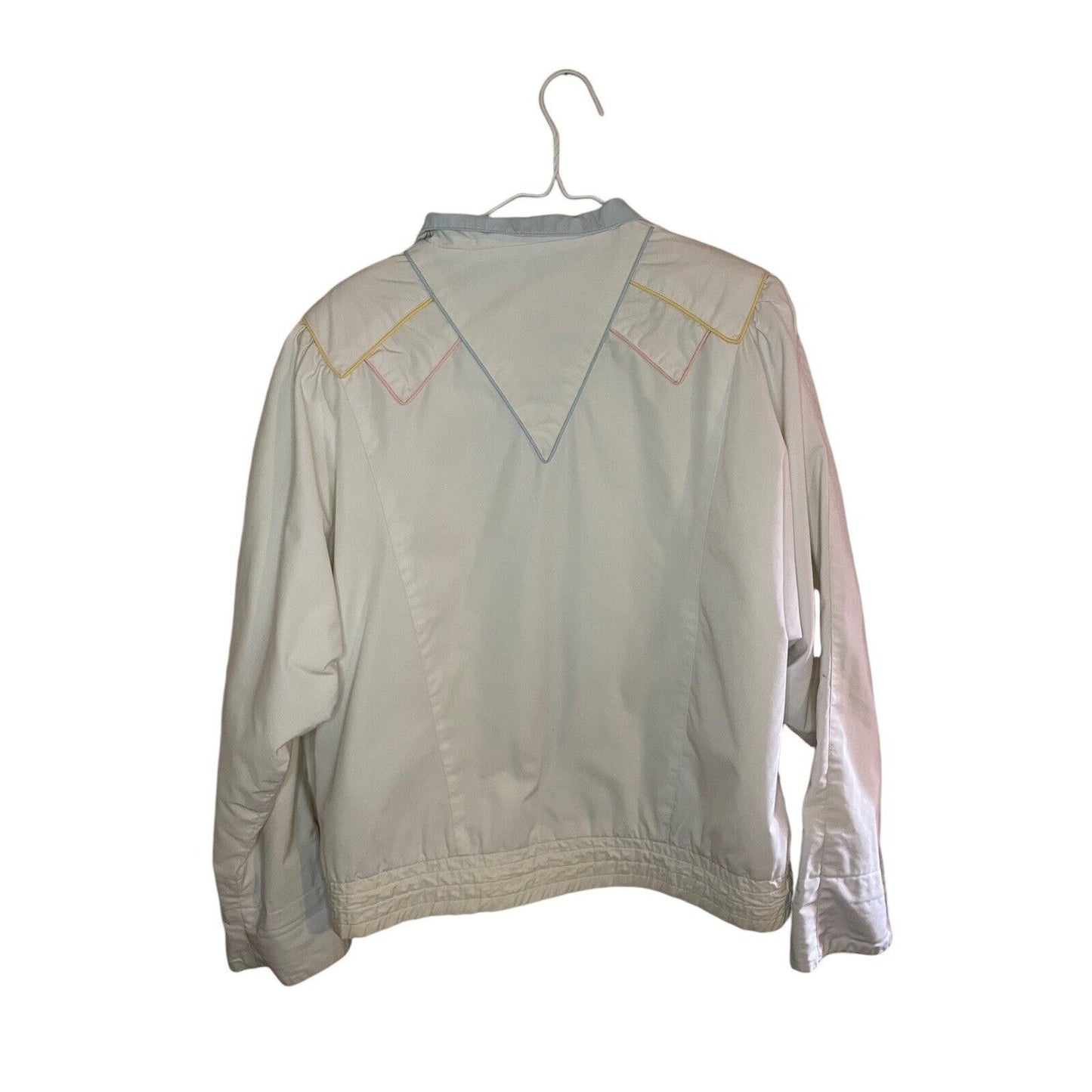 Vintage Retro Windbreaker Jacket Medium Pastel Accents Pockets Zip Up 80s 90s