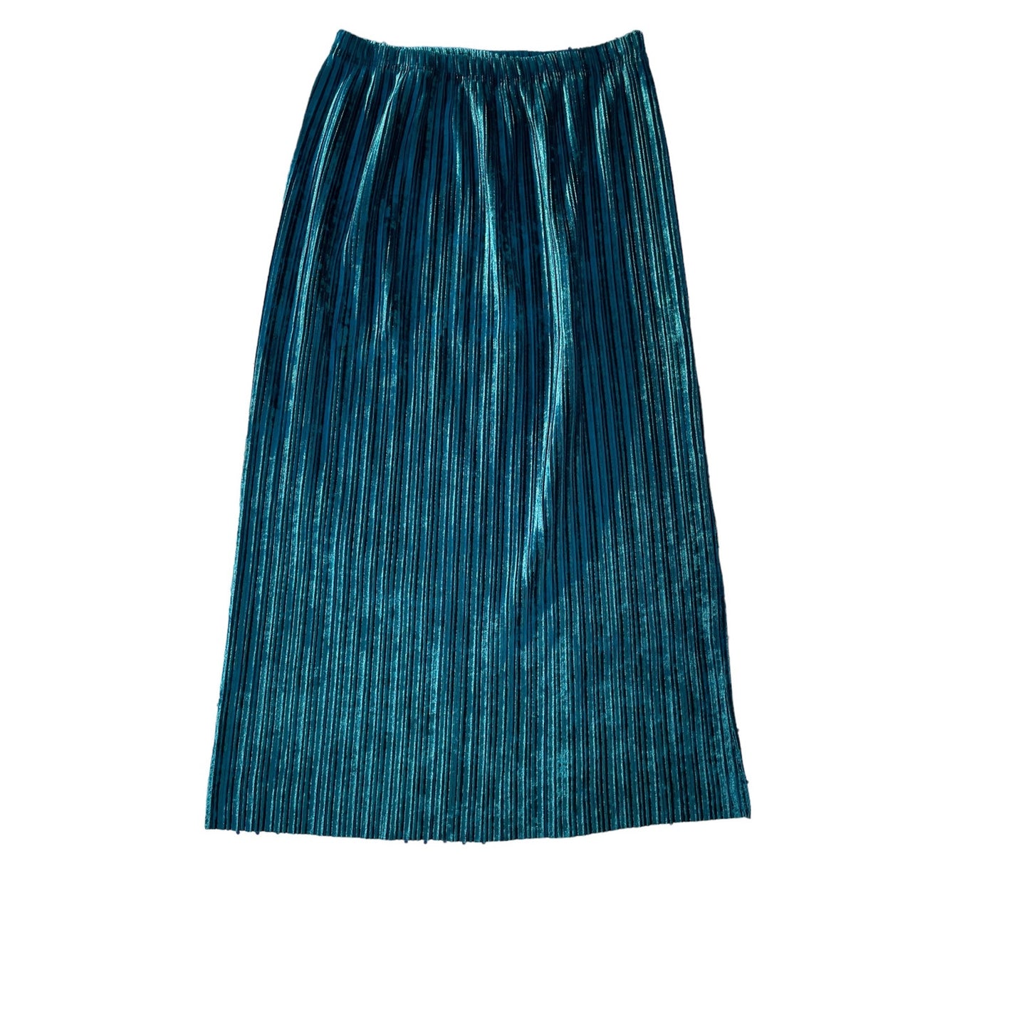 Metallic Velvet Pleated Elastic-Waist Band Maxi Skirt Size M