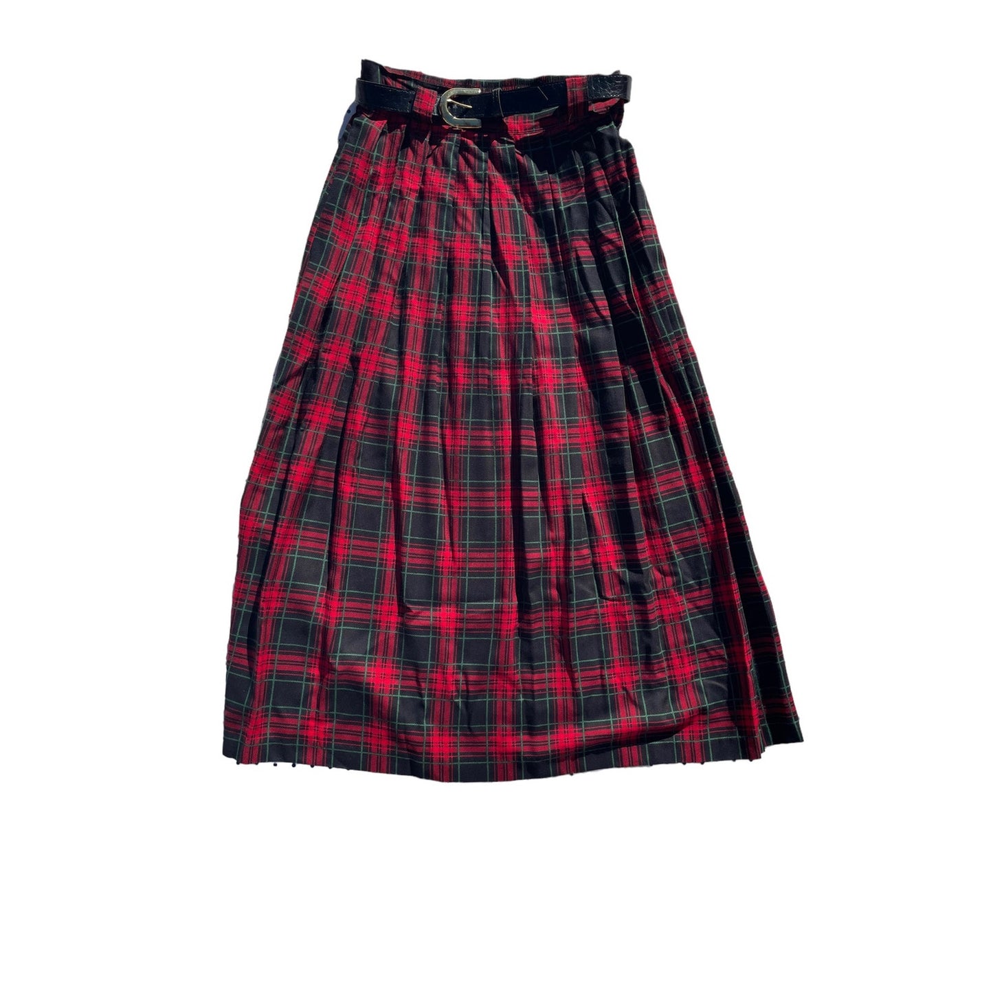 Briggs Plaid Red and Green Midi Skirt Medium