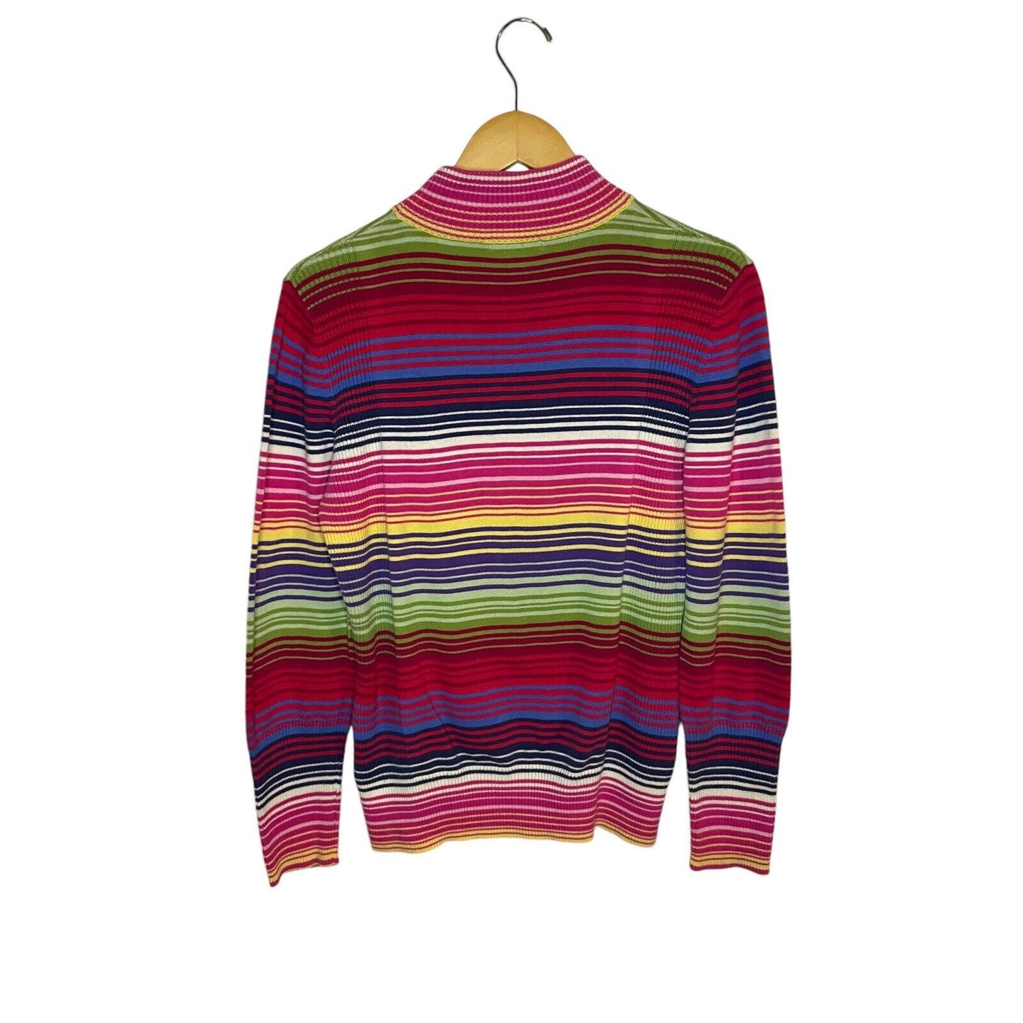 Striped Mockneck Turtleneck Medium 100% Cotton Ribbed Westbound Colorful 90s