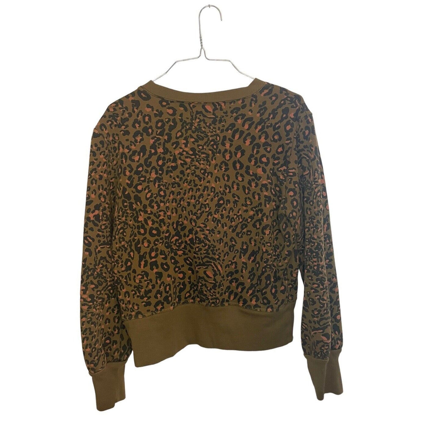 Madewell Banded Sweatshirt Jungle Cat Size Large Brown Crew Neck Leopard Print