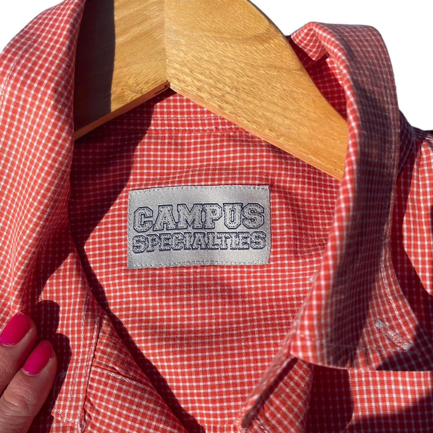 OSU SEC Long Sleeve XL Button Up Orange and Gingham Plaid Campus Collections