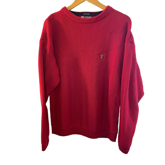 Ralph Lauren Chaps Red Crewneck Knit Pullover Sweater Small Cotton Grandpa Basic