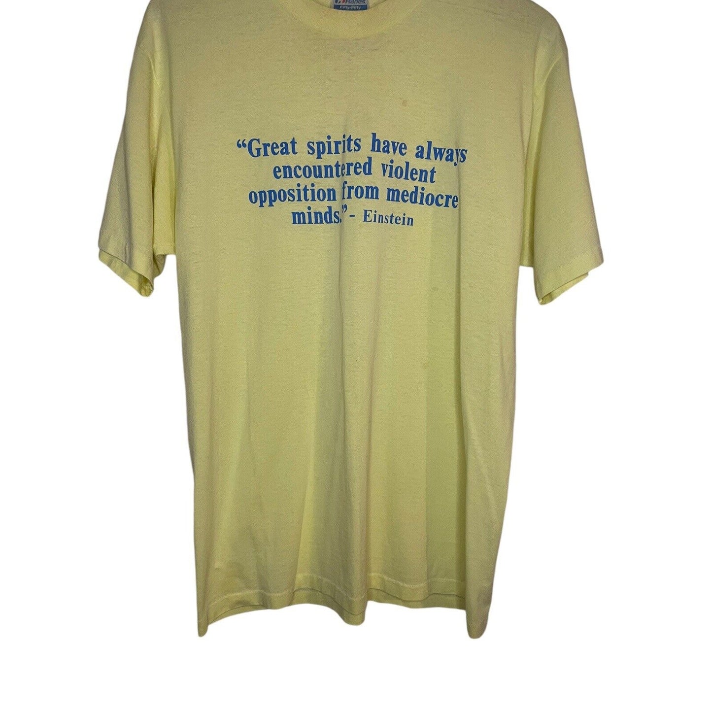 Vintage T-shirt Large Hanes Einstein Quote Yellow Short-Sleeve