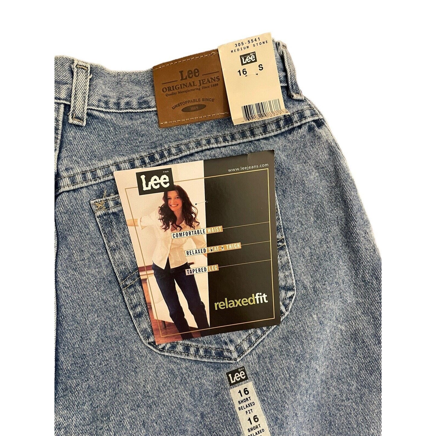 NWT Lee 16 Short Womens Jeans High-Waist Relaxed Fit Tapered Leg Cotton 90s y2k