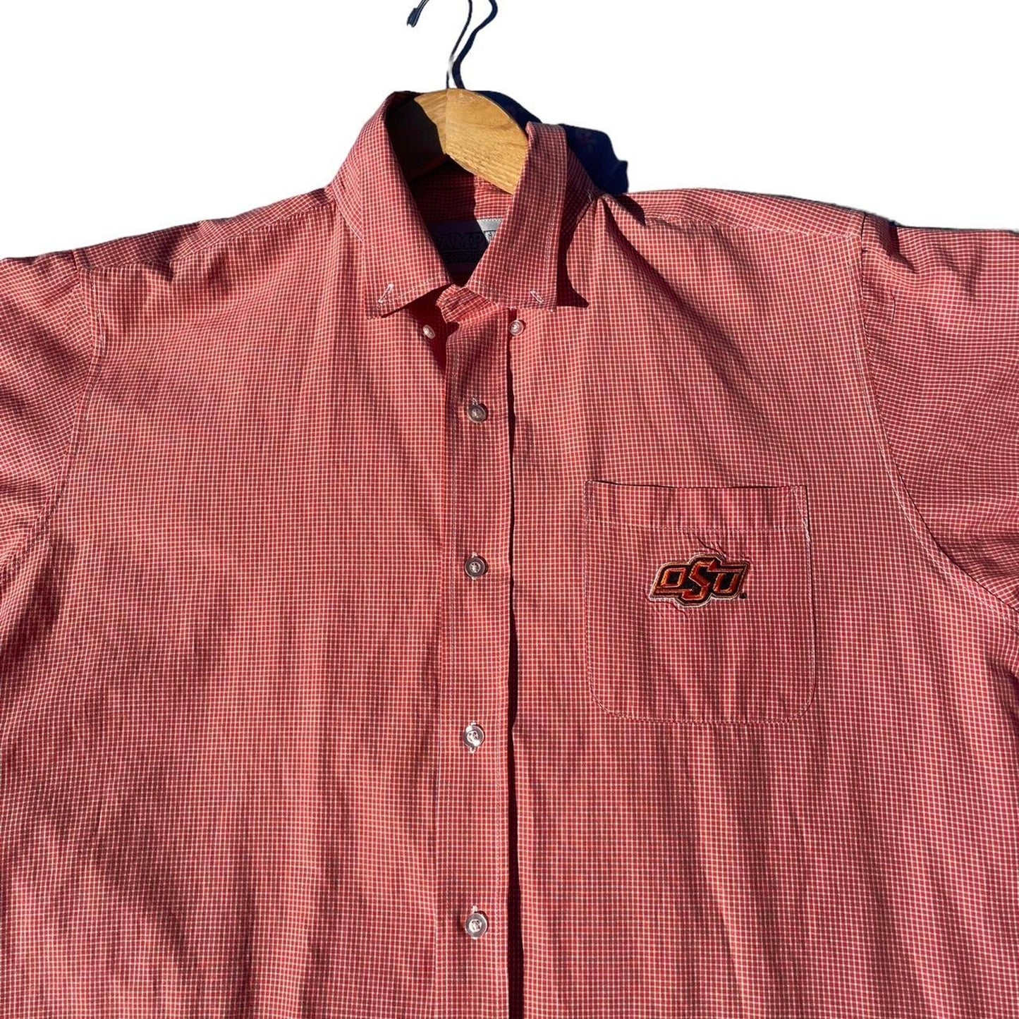 OSU SEC Long Sleeve XL Button Up Orange and Gingham Plaid Campus Collections