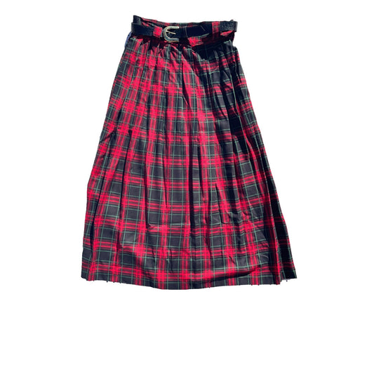 Briggs Plaid Red and Green Midi Skirt Medium