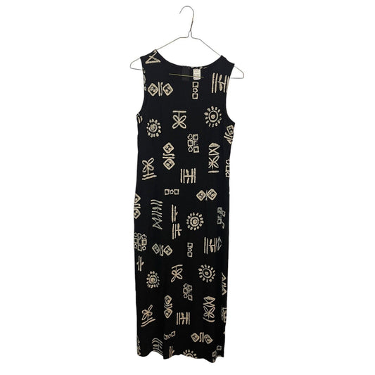 Vintage Abstract Print Maxi Tank Shift Dress Size Small Petite Classic Boho