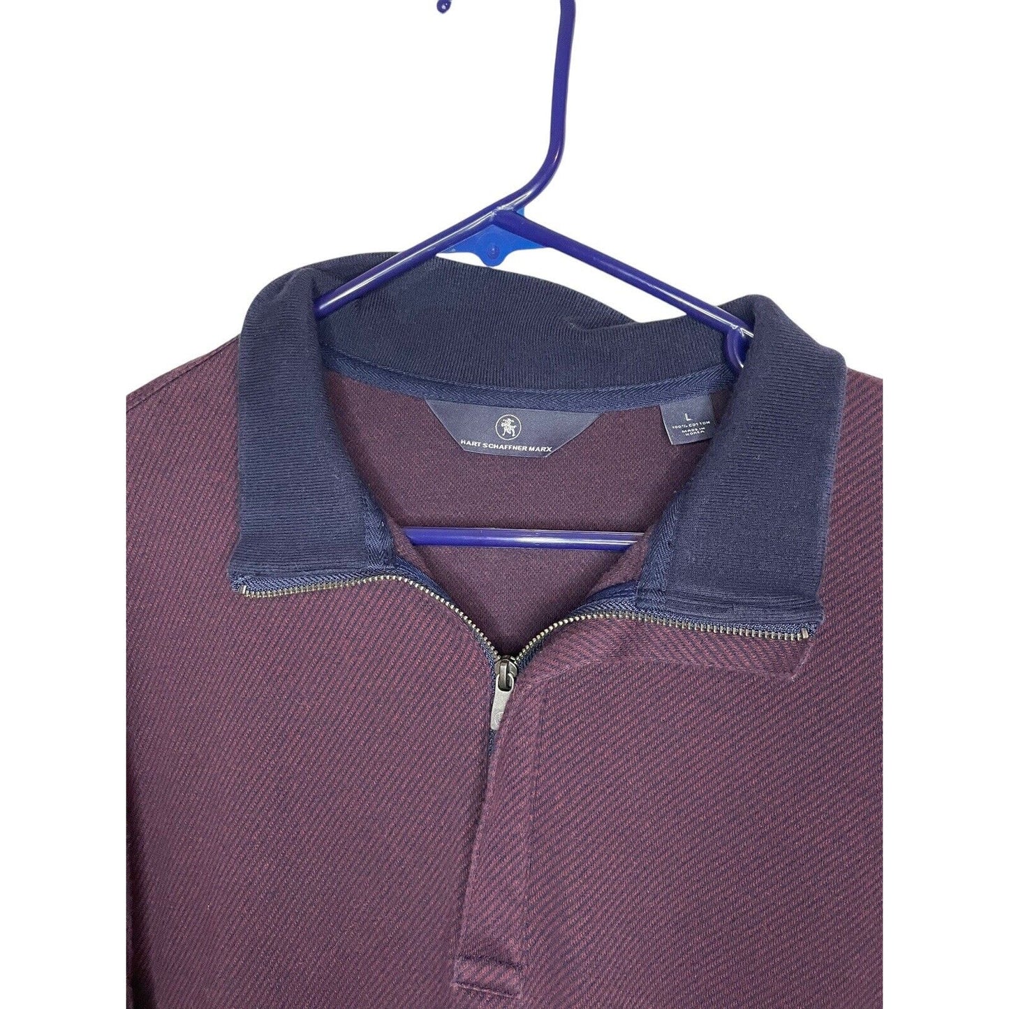 Mens 1/4 Pull Over Caradigan L Hart Schaffner Marx Cotton Preppy Classic Purple