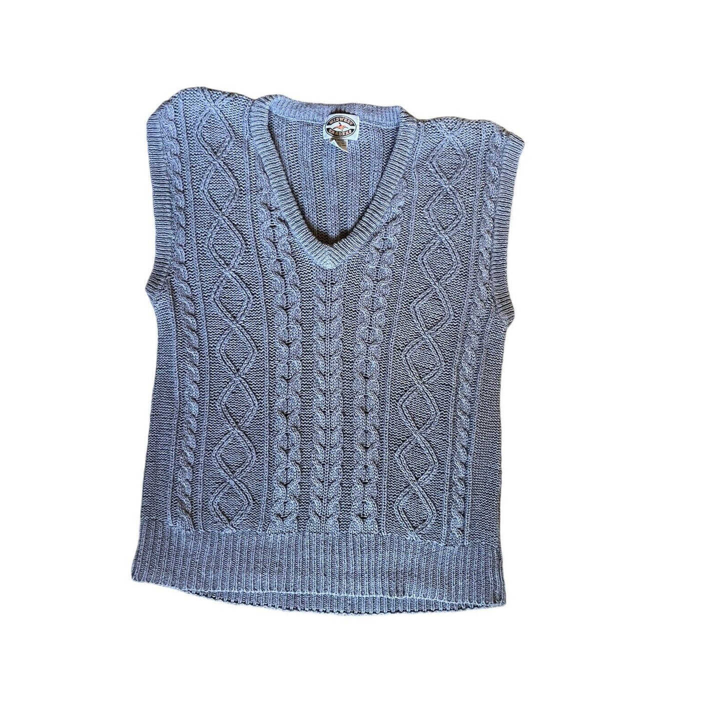 Vintage CableKnit Sweater Vest Large Vneck Classic Preppy Fall Midwest Traders