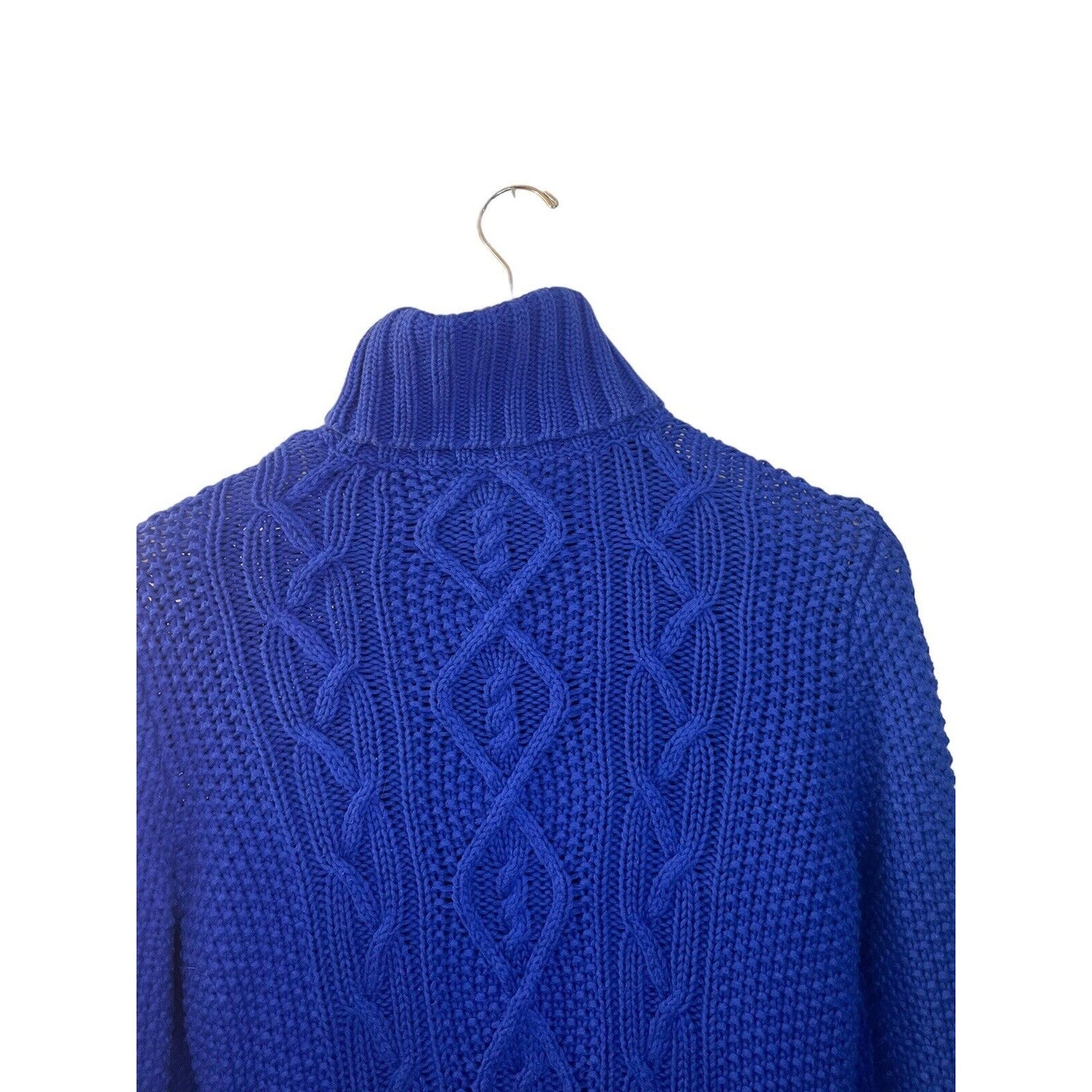 Ralph Lauren Royal Blue Cable Knit Turtleneck Green Label Small 100% Cotton