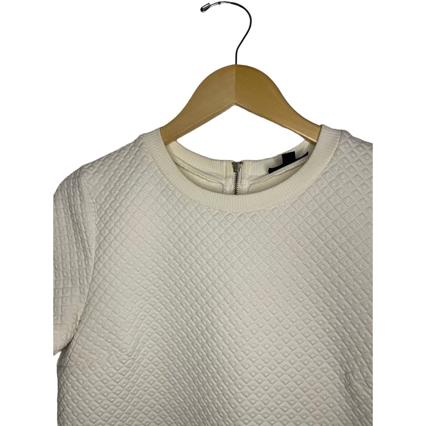 Textured White Quilted Womens Shirt Size 6 Top Shop Minimalist Thick Geometric