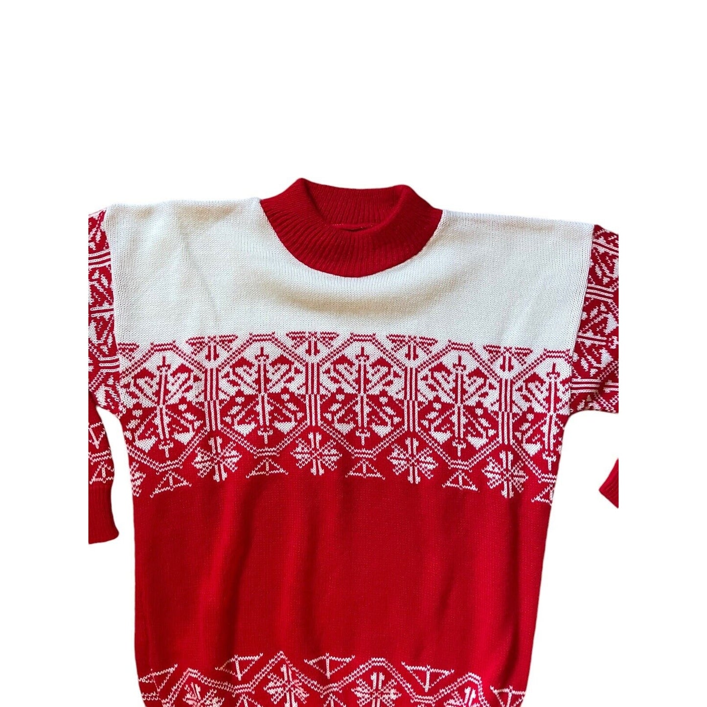 Vintage Sweater Red Snowflake Fair Isle Large Winter Christmas Classic Preppy