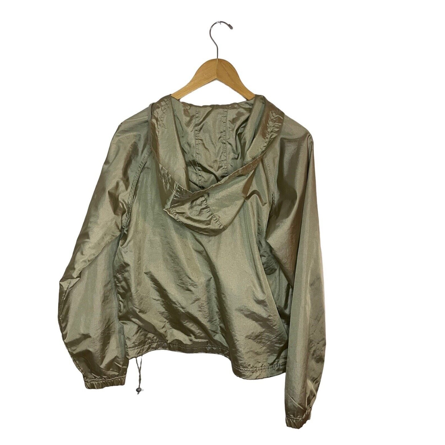 Vintage Metallic Green Windbreaker Womens Small Oleg Cassini Sport Sequin Detail