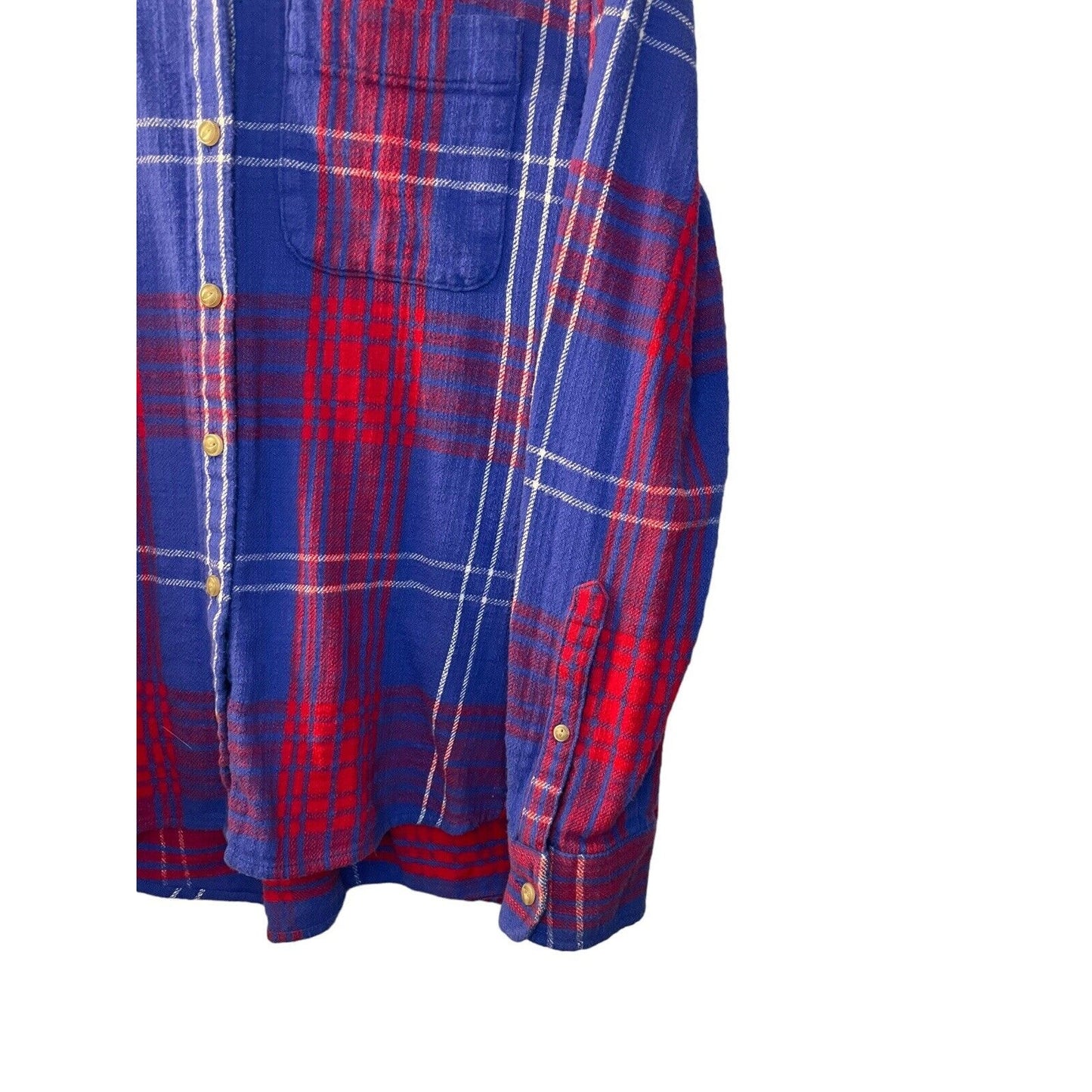 LL Bean Signature Womens Flannel Size M Red and Blue 100% Cotton Classic Natural