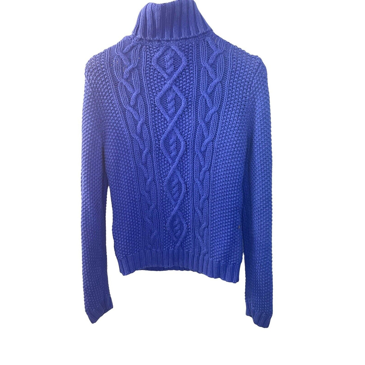 Ralph Lauren Royal Blue Cable Knit Turtleneck Green Label Small 100% Cotton