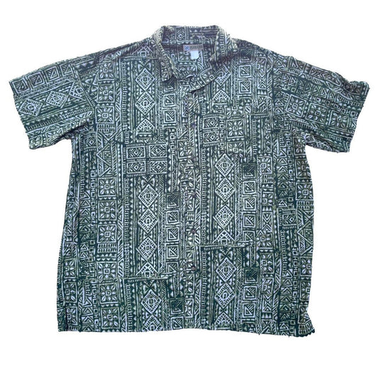 Y2K 90s Haband Vintage Geometric Aztec Button Up XL