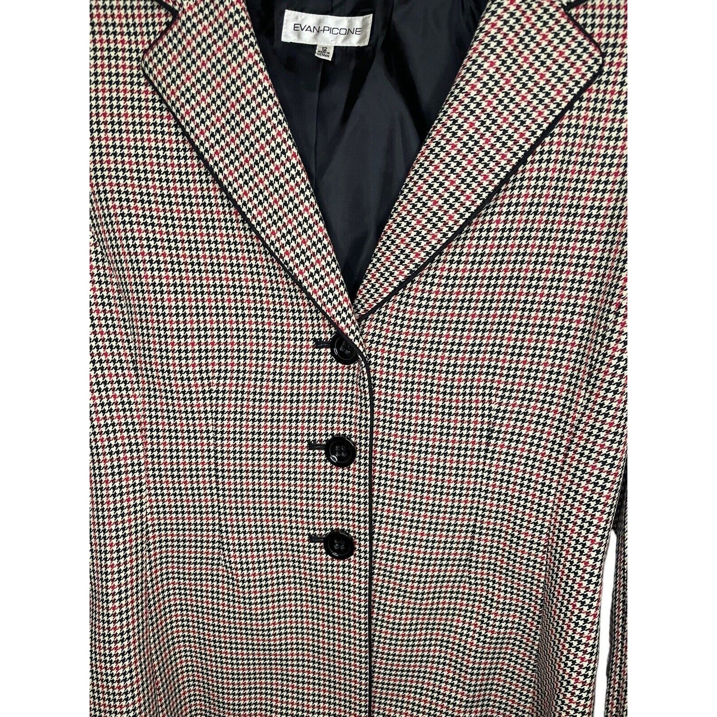 Houndstooth Blazer Womens 12 Evan Picone Professional Corpcore Classic Office