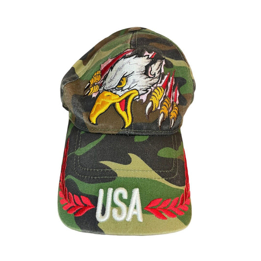 USA Mens Patriotic Screaming Eagle Adjustable Baseball Cap Navy 100% Cotton Camo