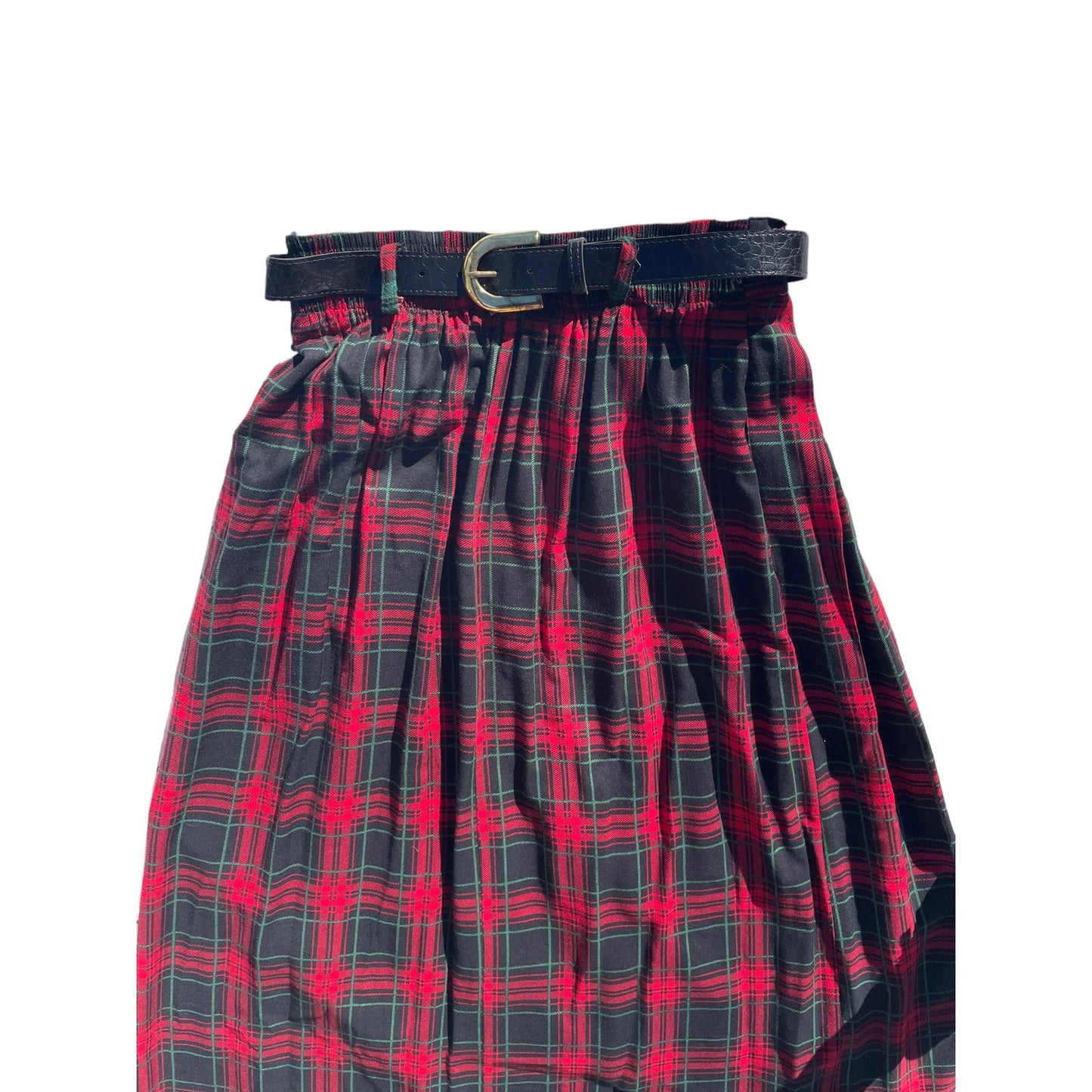 Briggs Plaid Red and Green Midi Skirt Medium