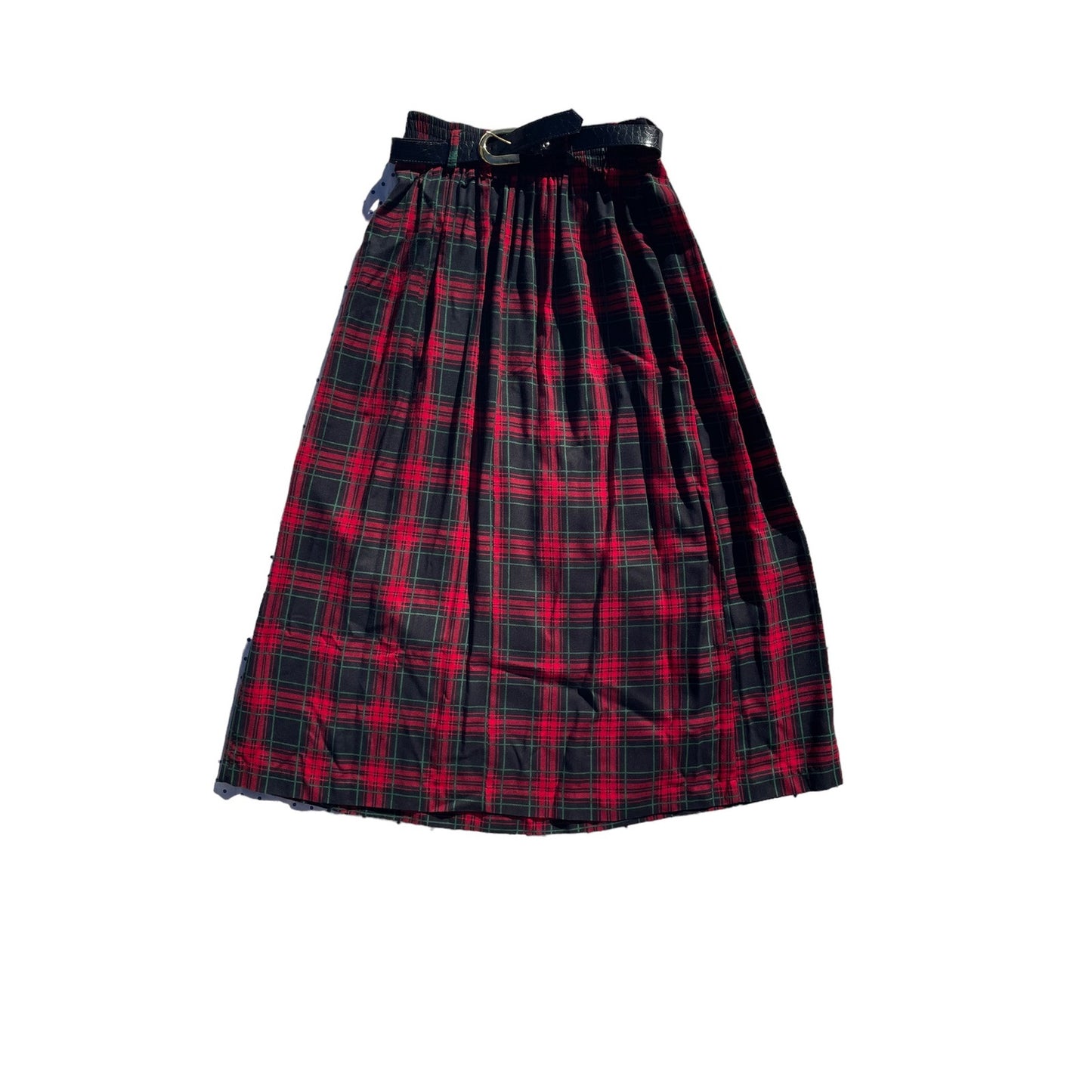 Briggs Plaid Red and Green Midi Skirt Medium