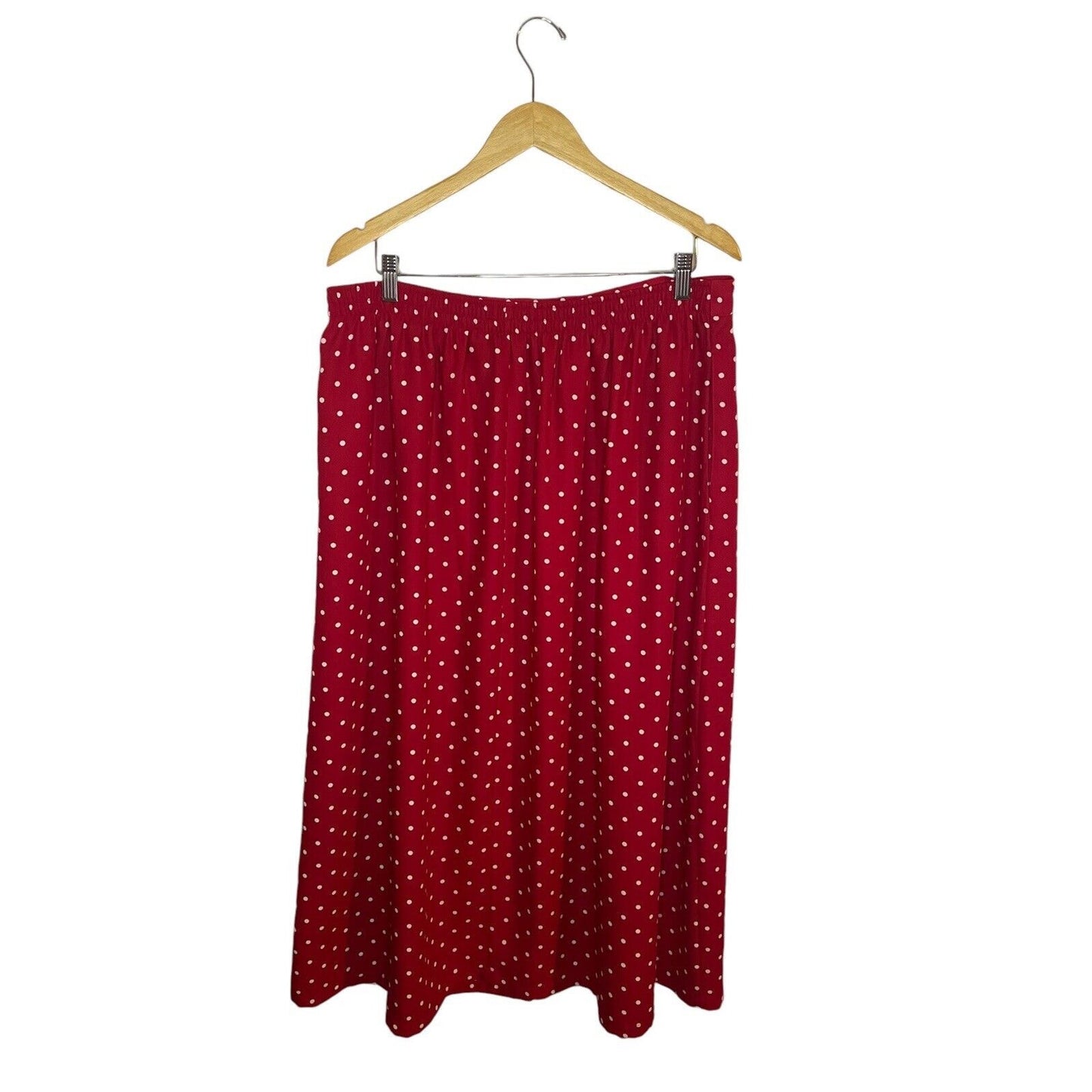 Vintage Polka-Dot Maxi Skirt XL A-Line Red Classic Preppy Femme Glam SagHarbor