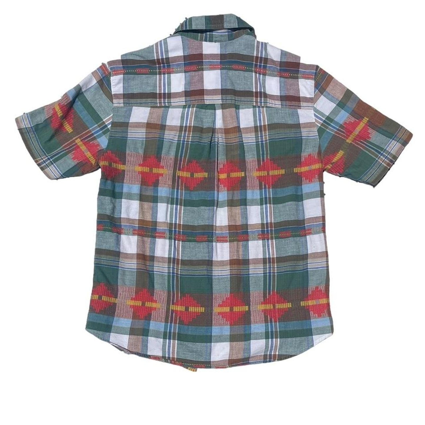 Cabin Creek Plaid Aztec Woven Short Sleeve Button Up