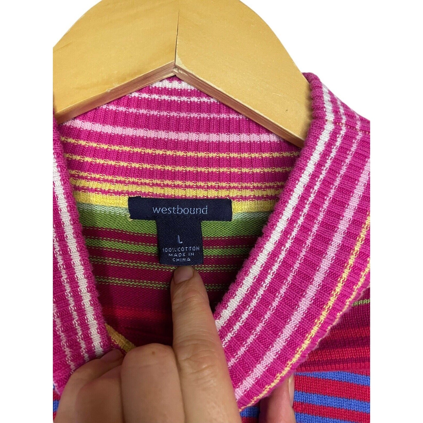 Striped Mockneck Turtleneck Medium 100% Cotton Ribbed Westbound Colorful 90s