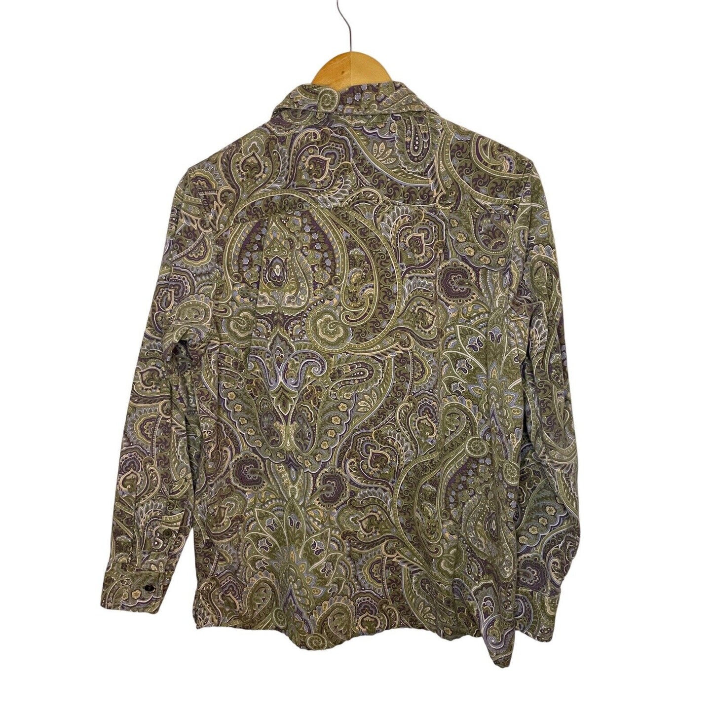 Paisley Textured Women's Button Up Shirt Medium Krazy Kat 100% Cotton Natural