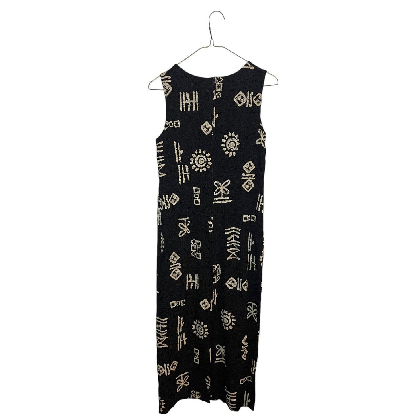 Vintage Abstract Print Maxi Tank Shift Dress Size Small Petite Classic Boho