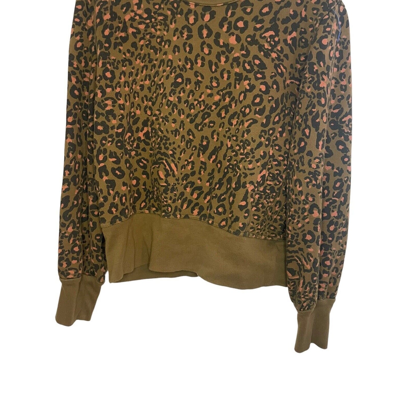 Madewell Banded Sweatshirt Jungle Cat Size Large Brown Crew Neck Leopard Print