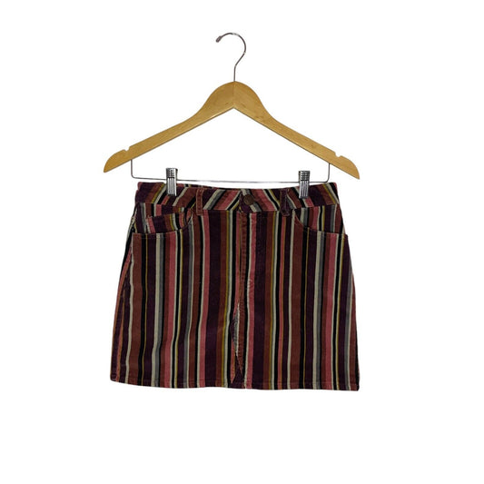 Corduroy Mini Skirt Jolt Size 3 26 Earth-toned Classic Fall Pockets Striped