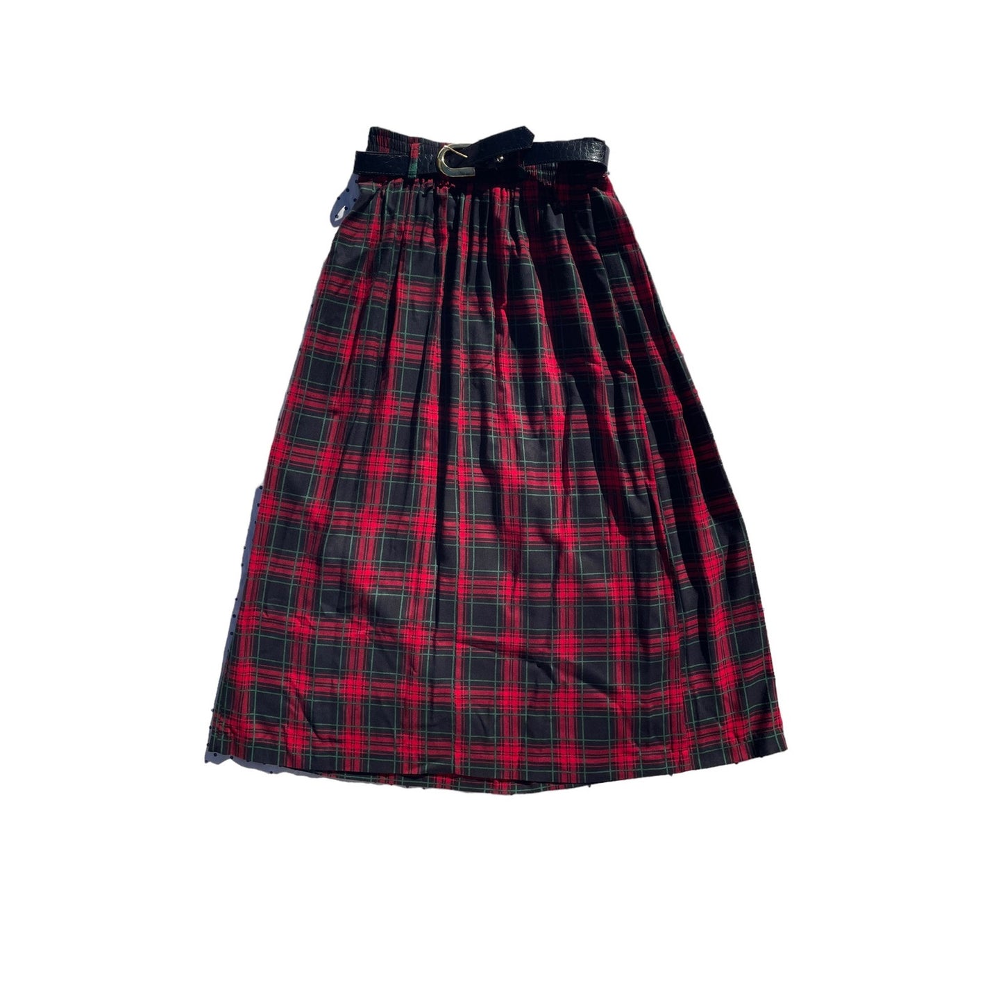 Briggs Plaid Red and Green Midi Skirt Medium