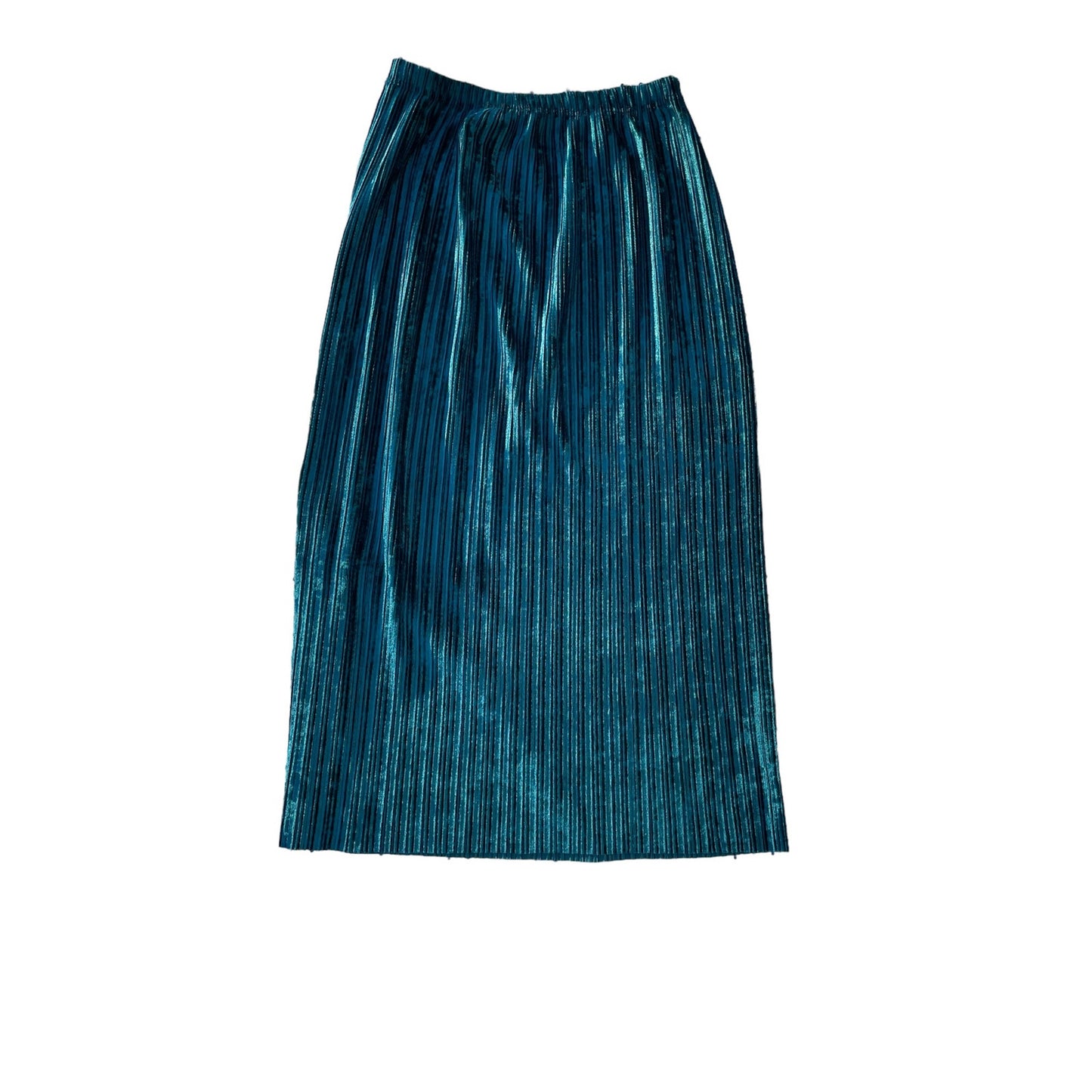 Metallic Velvet Pleated Elastic-Waist Band Maxi Skirt Size M