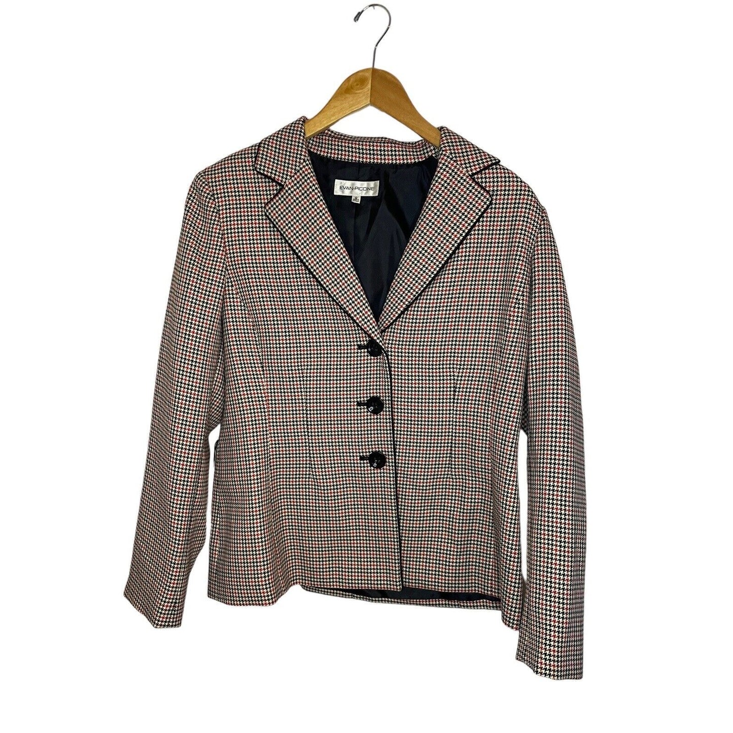 Houndstooth Blazer Womens 12 Evan Picone Professional Corpcore Classic Office