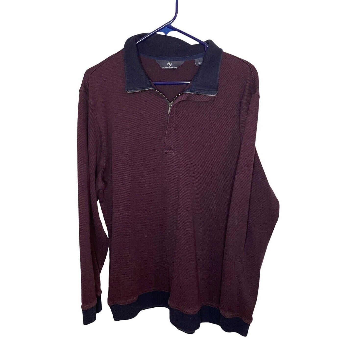 Mens 1/4 Pull Over Caradigan L Hart Schaffner Marx Cotton Preppy Classic Purple